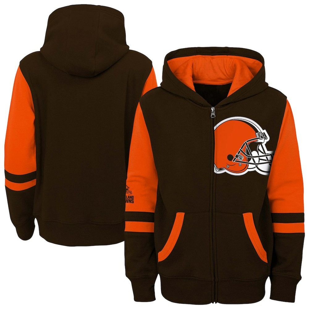 Preschool Stadium Color Block Full-Zip Hoodie - Cleveland Browns