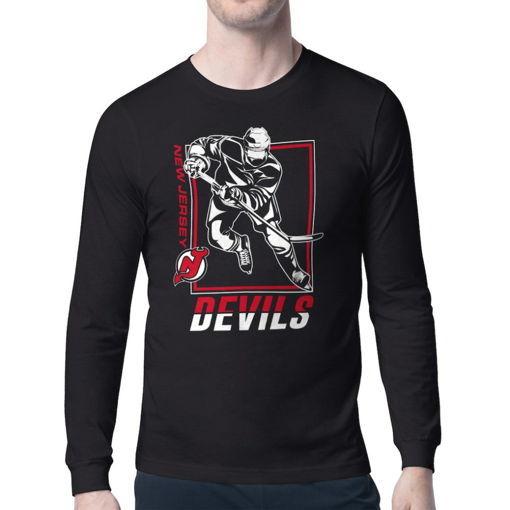 NHL Black New Jersey Devils Starter Player Grid Long Sleeve T-Shirt