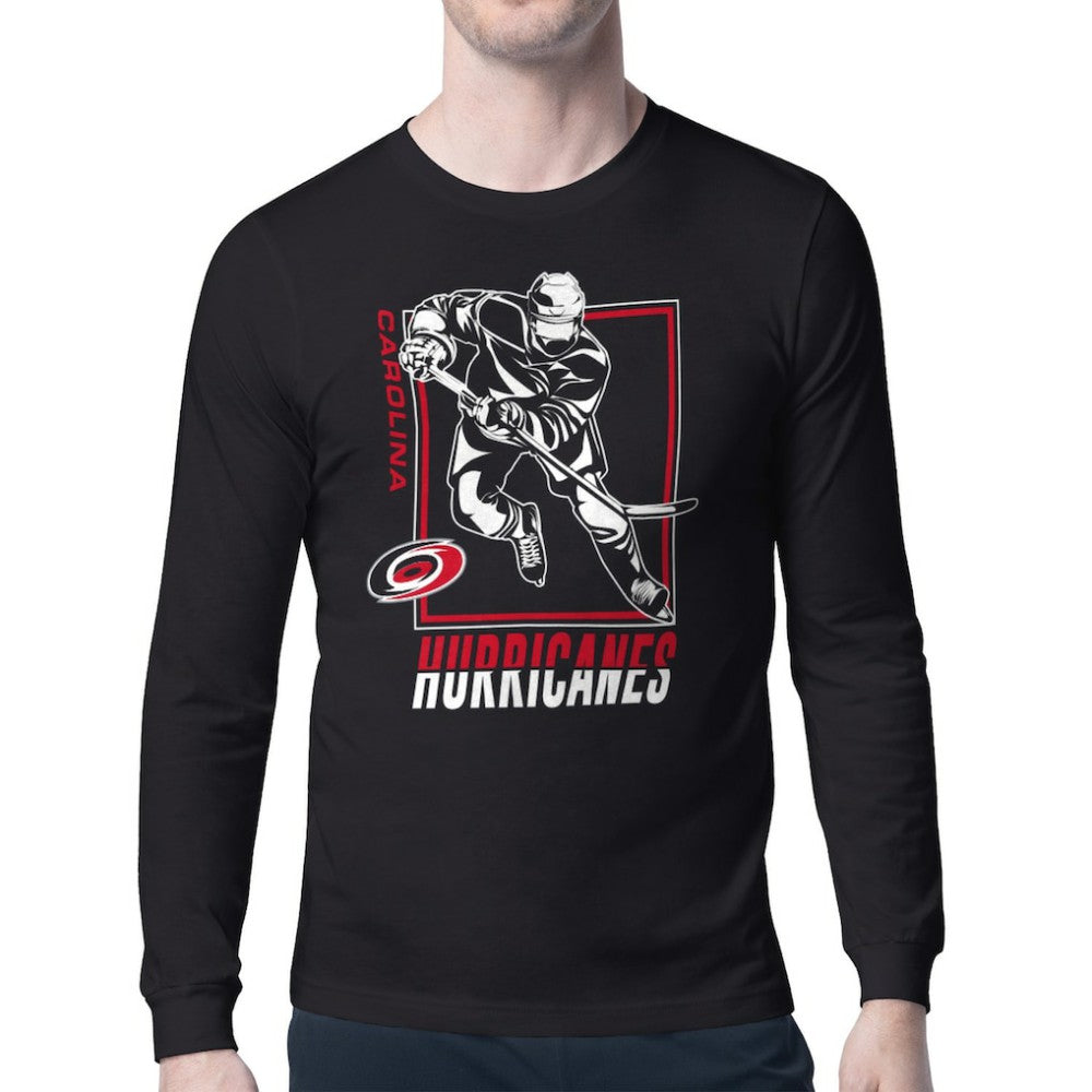 NHL Black Carolina Hurricanes Starter Player Grid Long Sleeve T-Shirt