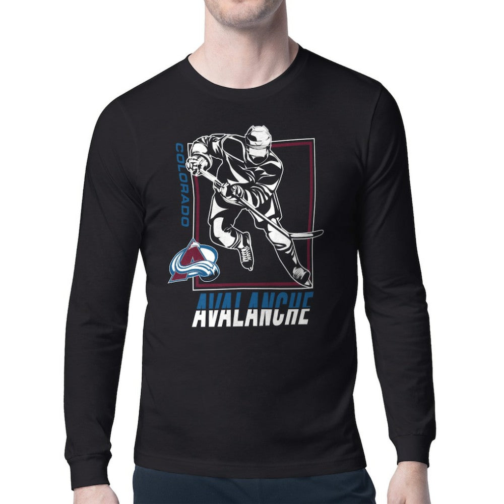 NHL Black Colorado Avalanche Starter Player Grid Long Sleeve T-Shirt