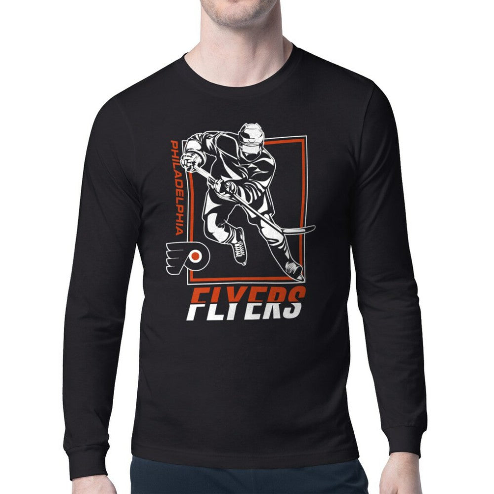 NHL Black Philadelphia Flyers Starter Player Grid Long Sleeve T-Shirt