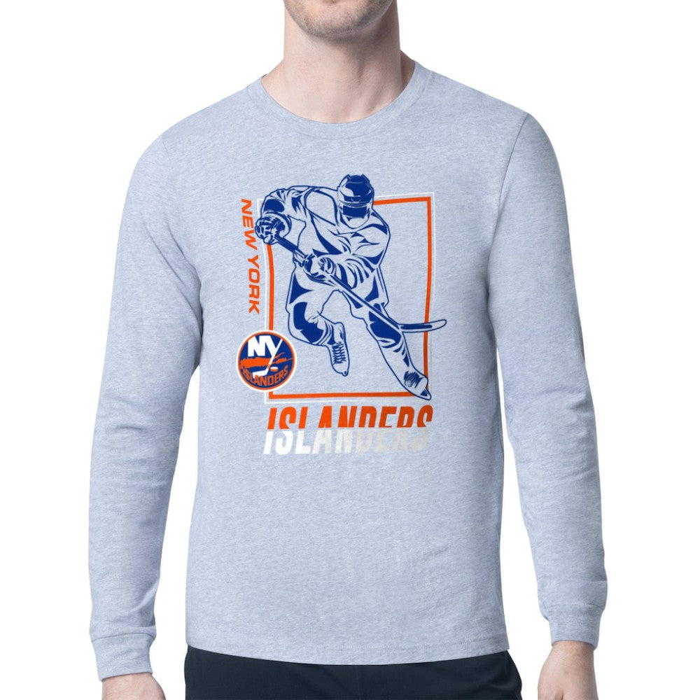 NHL Heather Gray New York Islanders Starter Player Grid Long Sleeve T-Shirt