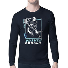 NHL Deep Sea Blue Seattle Kraken Starter Player Grid Long Sleeve T-Shirt