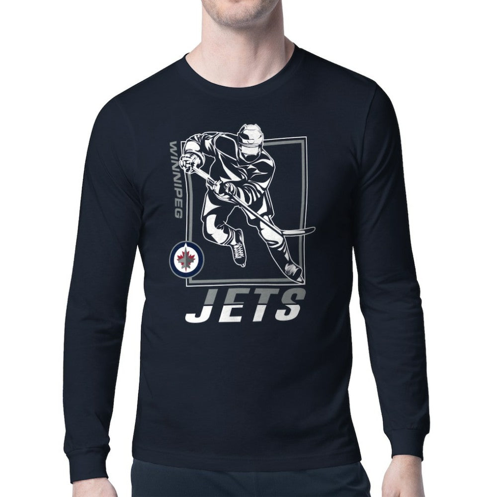 NHL Navy Winnipeg Jets Starter Player Grid Long Sleeve T-Shirt