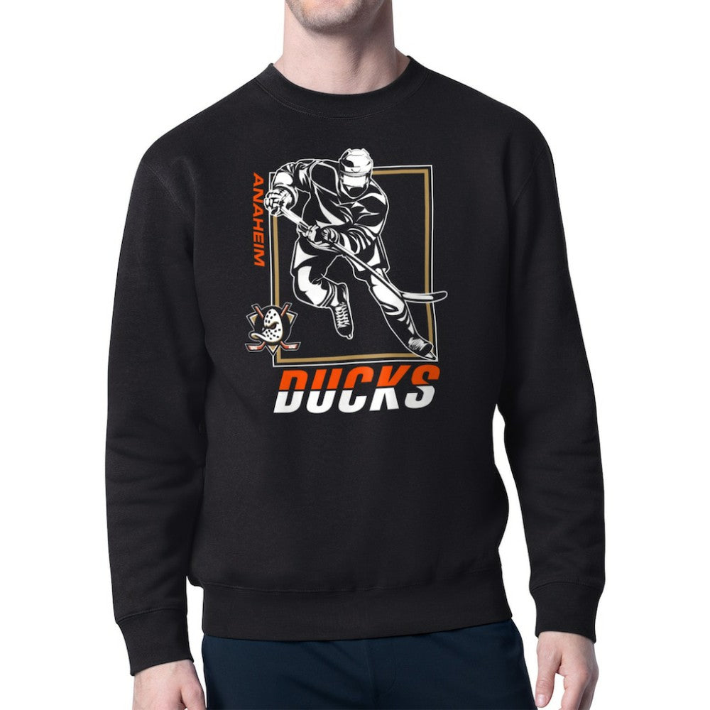 NHL Black Anaheim Ducks Starter Player Grid Fleece Pullover Sweatshirt