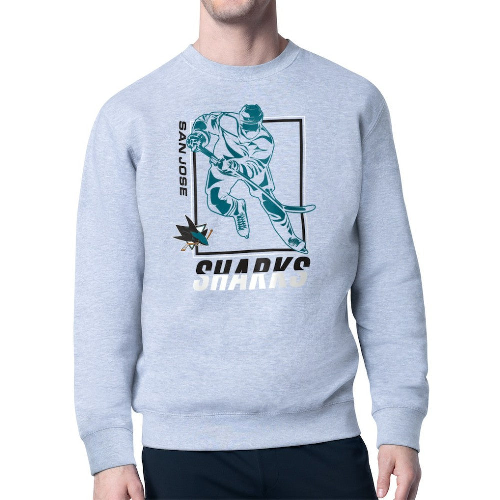 NHL Heather Gray San Jose Sharks Starter Player Grid Fleece Pullover Sweatshirt