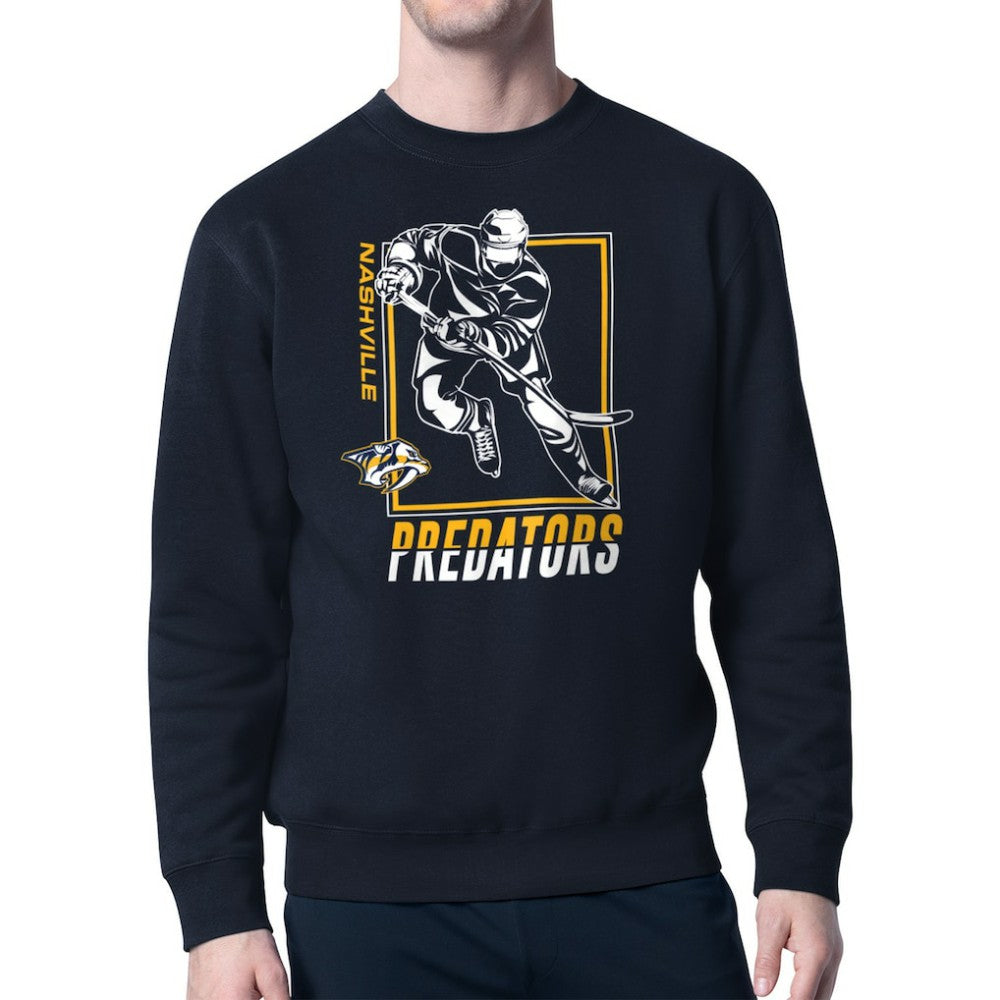NHL Navy Nashville Predators Starter Player Grid Fleece Pullover Sweatshirt