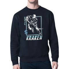 NHL Deep Sea Blue Seattle Kraken Starter Player Grid Fleece Pullover Sweatshirt