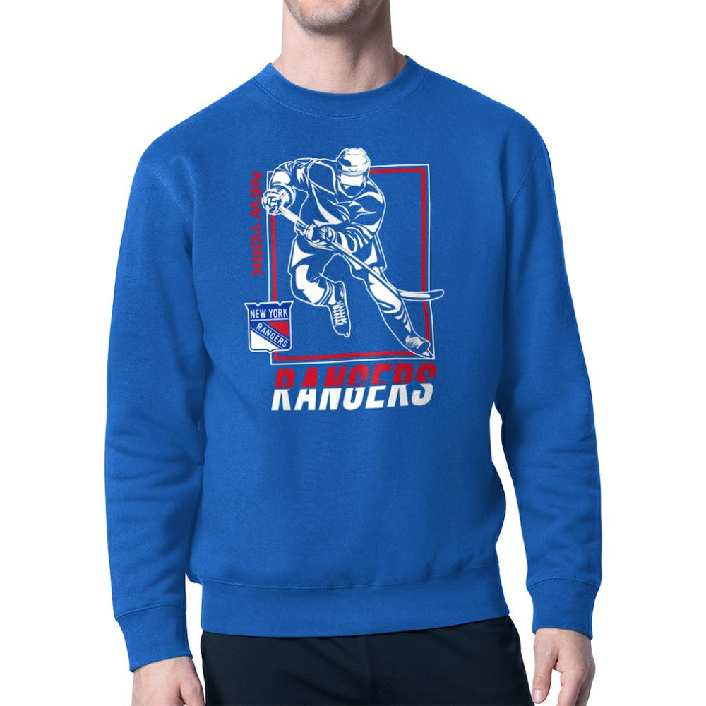 NHL Blue New York Rangers Starter Player Grid Fleece Pullover Sweatshirt