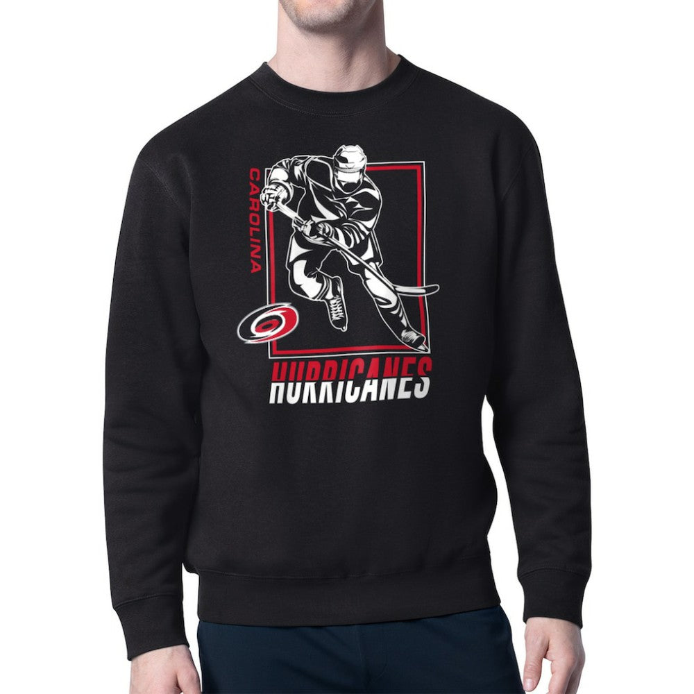 NHL Black Carolina Hurricanes Starter Player Grid Fleece Pullover Sweatshirt