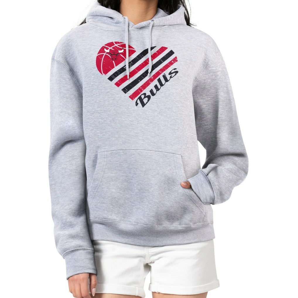 NBA Chicago Bulls G-III 4Her by Carl Banks Women's Heart Pullover Hoodie - Heather Gray on sale