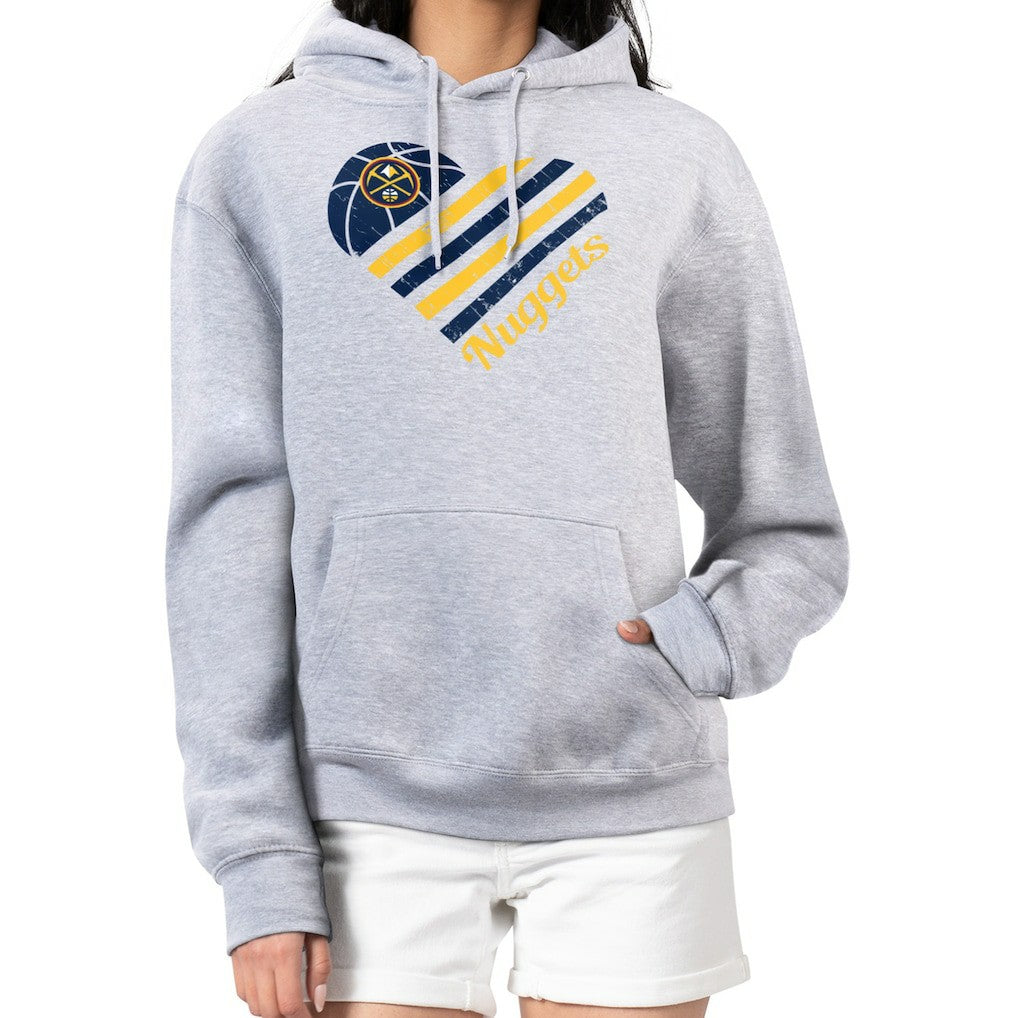 NBA Denver Nuggets G-III 4Her by Carl Banks Women's Heart Pullover Hoodie - Heather Gray discount
