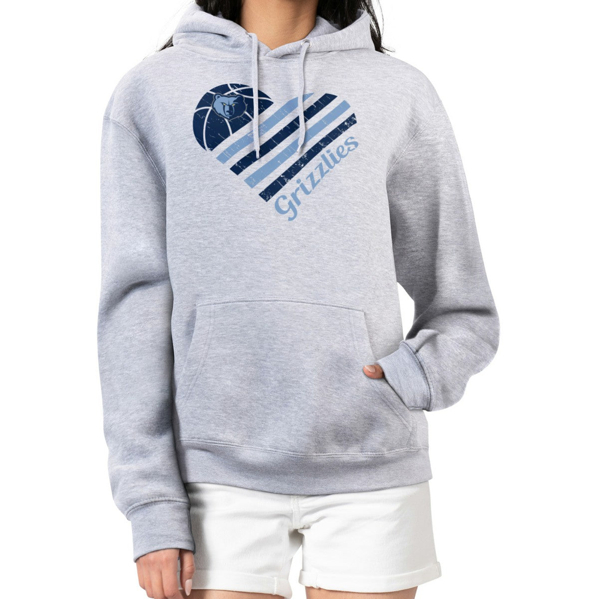 NBA Memphis Grizzlies G-III 4Her by Carl Banks Women's Heart Pullover Hoodie - Heather Gray for sale