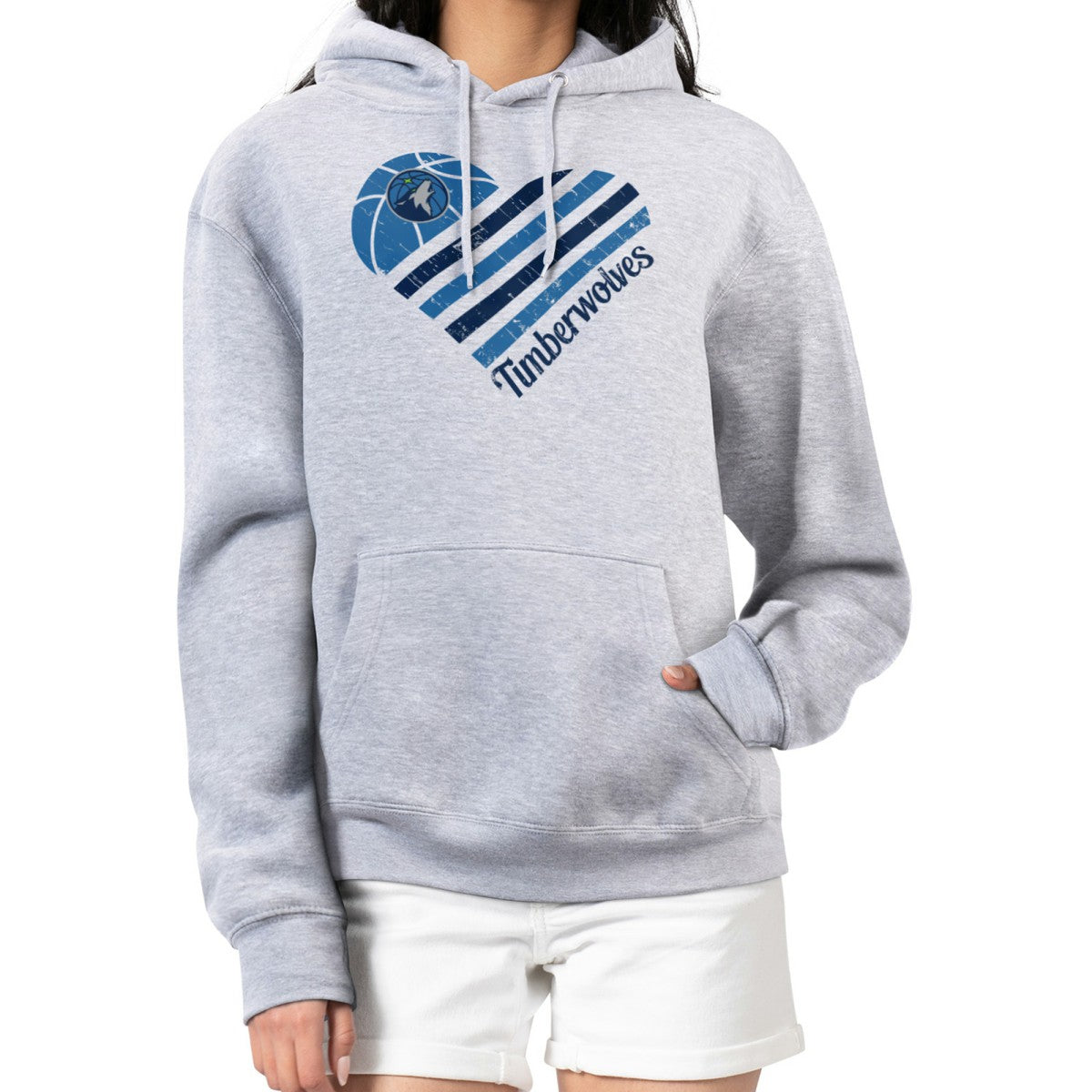 NBA Minnesota Timberwolves G-III 4Her by Carl Banks Women's Heart Pullover Hoodie - Heather Gray cheap