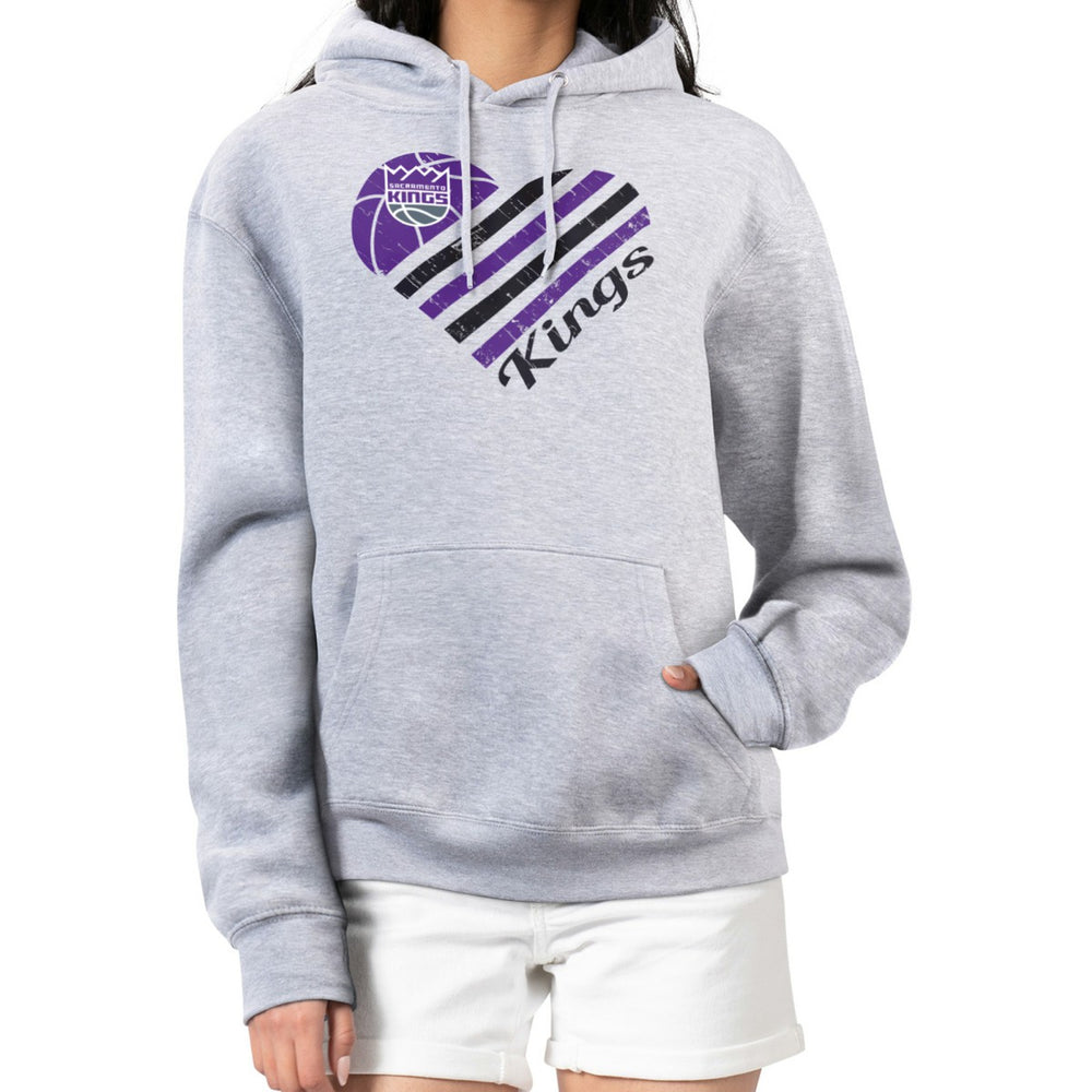 NBA Sacramento Kings G-III 4Her by Carl Banks Women's Heart Pullover Hoodie - Heather Gray discount