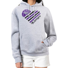 NBA Sacramento Kings G-III 4Her by Carl Banks Women's Heart Pullover Hoodie - Heather Gray discount