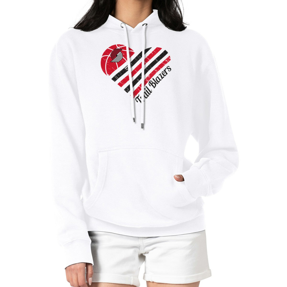 NBA Portland Trail Blazers G-III 4Her by Carl Banks Women's Heart Pullover Hoodie - White outlet