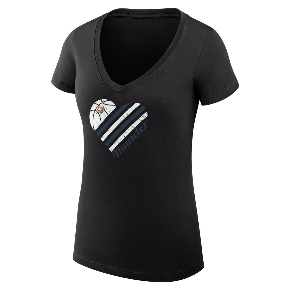 NBA Oklahoma City Thunder G-III 4Her by Carl Banks Women's Super-Slim Fit Lightweight Heart V-Neck T-Shirt