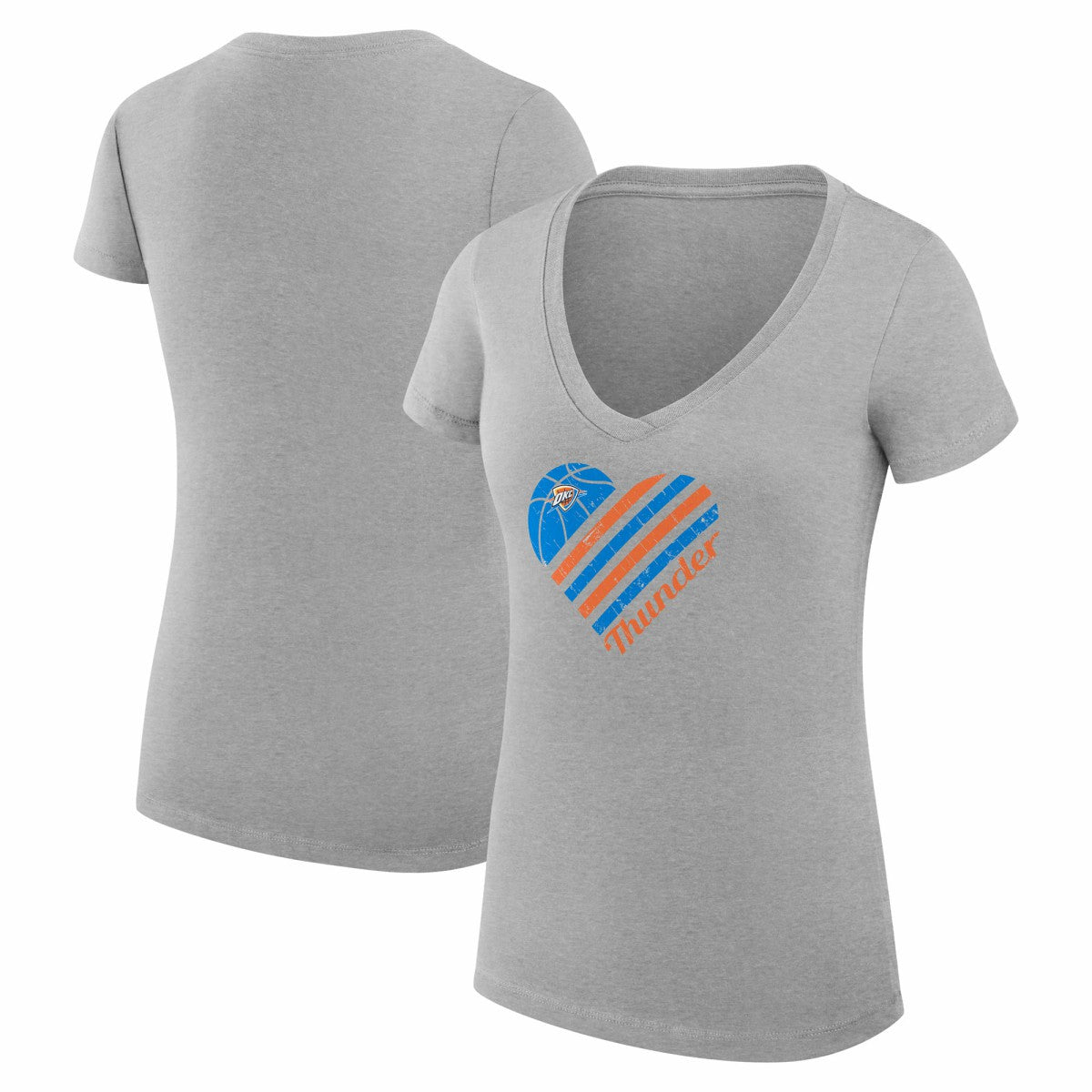 NBA Oklahoma City Thunder G-III 4Her by Carl Banks Women's Super-Slim Fit Lightweight Heart V-Neck T-Shirt