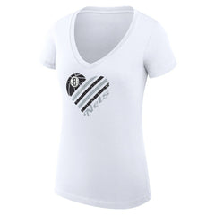 NBA Brooklyn Nets G-III 4Her by Carl Banks Women's Super-Slim Fit Lightweight Heart V-Neck T-Shirt