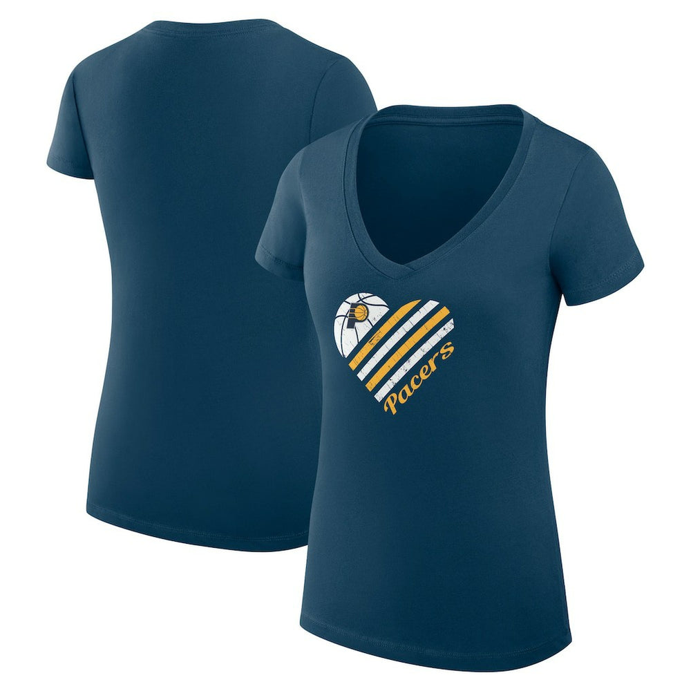 NBA Indiana Pacers G-III 4Her by Carl Banks Women's Super-Slim Fit Lightweight Heart V-Neck T-Shirt