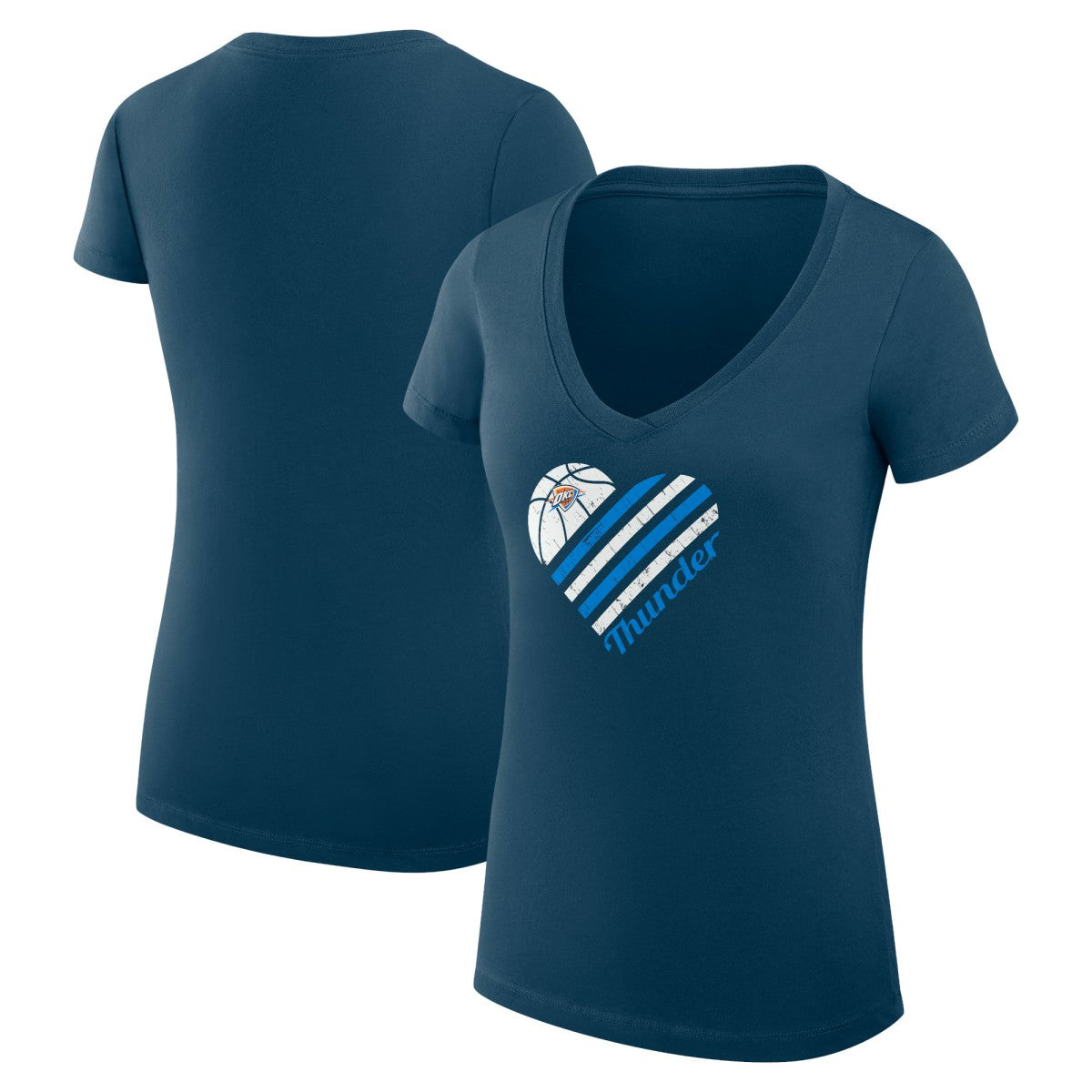 NBA Oklahoma City Thunder G-III 4Her by Carl Banks Women's Super-Slim Fit Lightweight Heart V-Neck T-Shirt