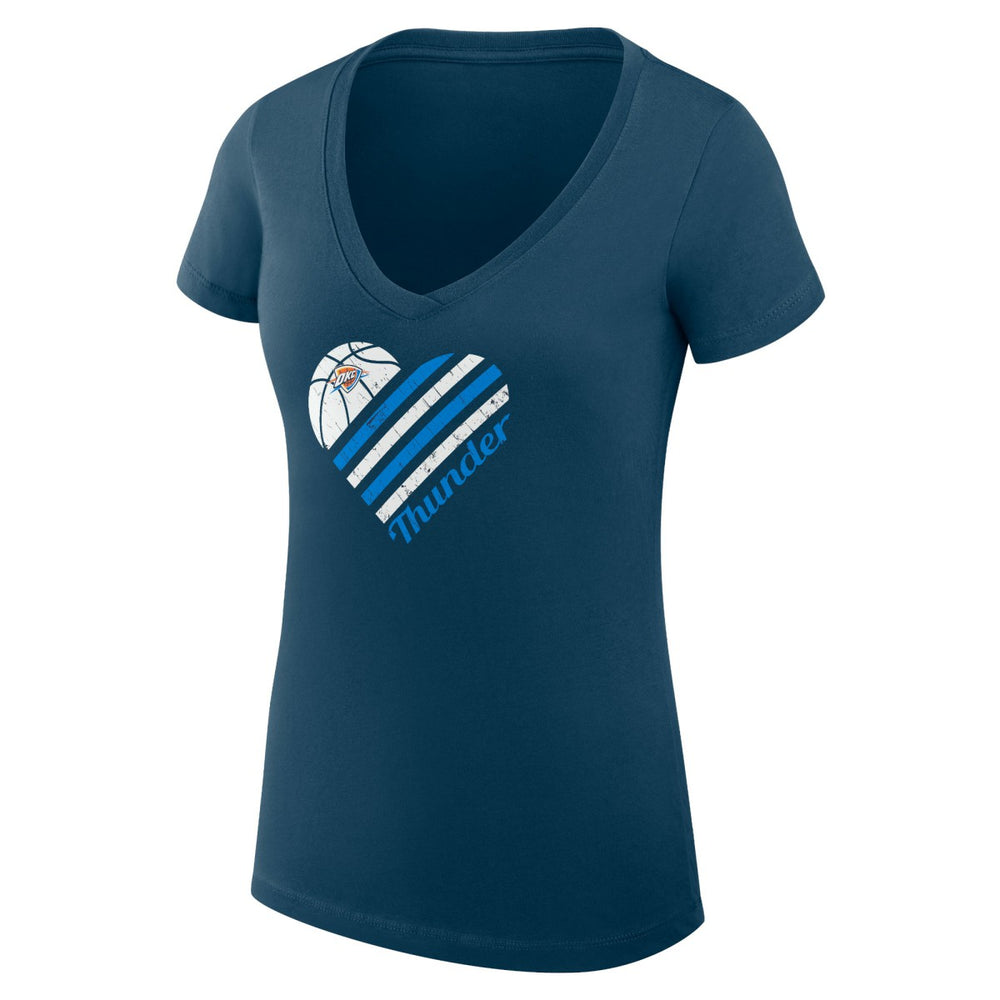 NBA Oklahoma City Thunder G-III 4Her by Carl Banks Women's Super-Slim Fit Lightweight Heart V-Neck T-Shirt