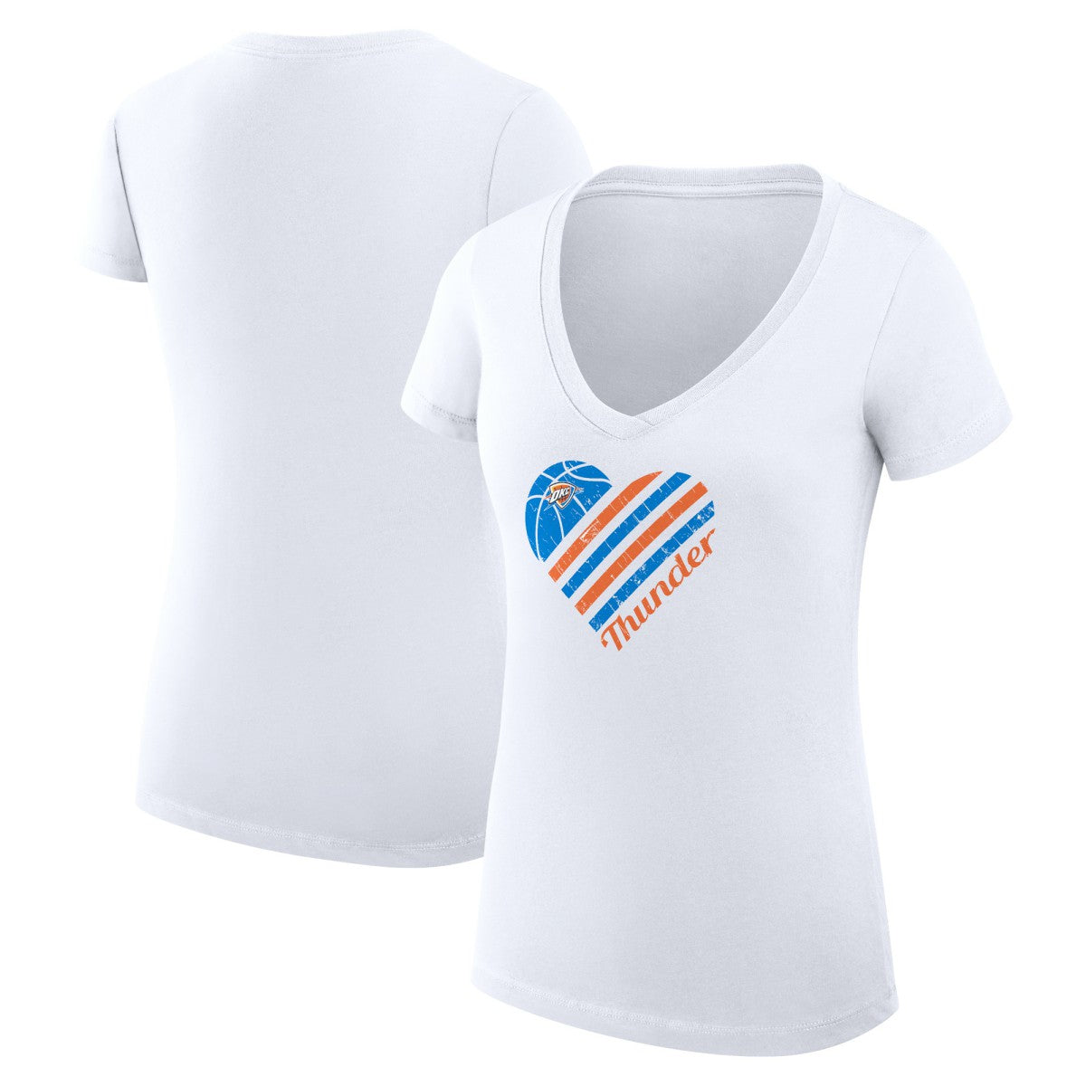 NBA Oklahoma City Thunder G-III 4Her by Carl Banks Women's Super-Slim Fit Lightweight Heart V-Neck T-Shirt
