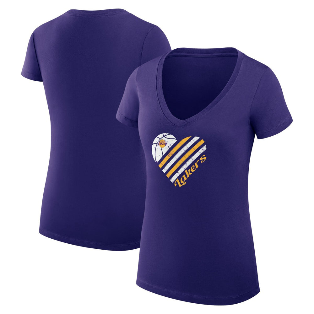 NBA Los Angeles Lakers G-III 4Her by Carl Banks Women's Super-Slim Fit Lightweight Heart V-Neck T-Shirt