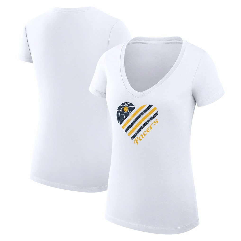 NBA Indiana Pacers G-III 4Her by Carl Banks Women's Super-Slim Fit Lightweight Heart V-Neck T-Shirt