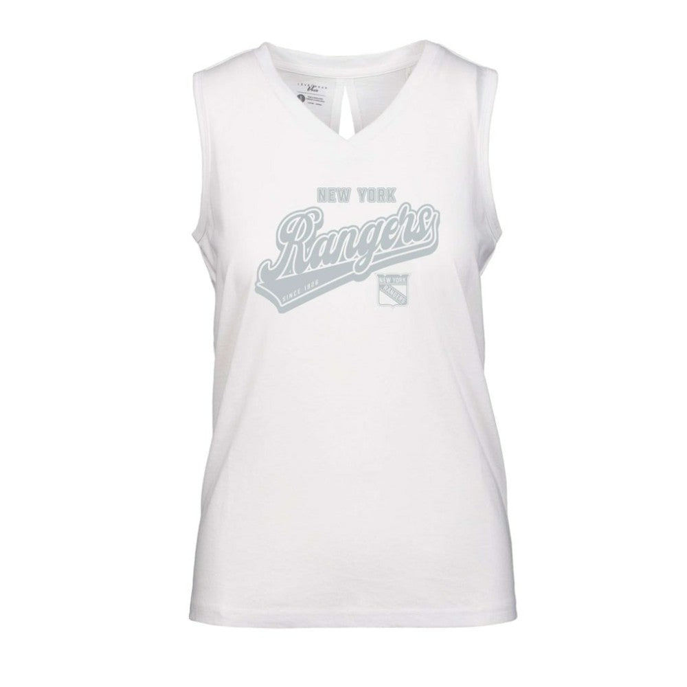 NHL White New York Rangers Levelwear Women's Paisley Sweep V-Neck Tank Top