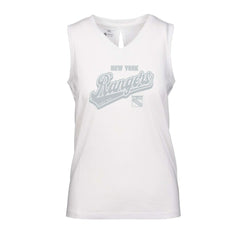 NHL White New York Rangers Levelwear Women's Paisley Sweep V-Neck Tank Top