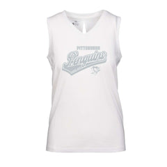 NHL White Pittsburgh Penguins Levelwear Women's Paisley Sweep V-Neck Tank Top