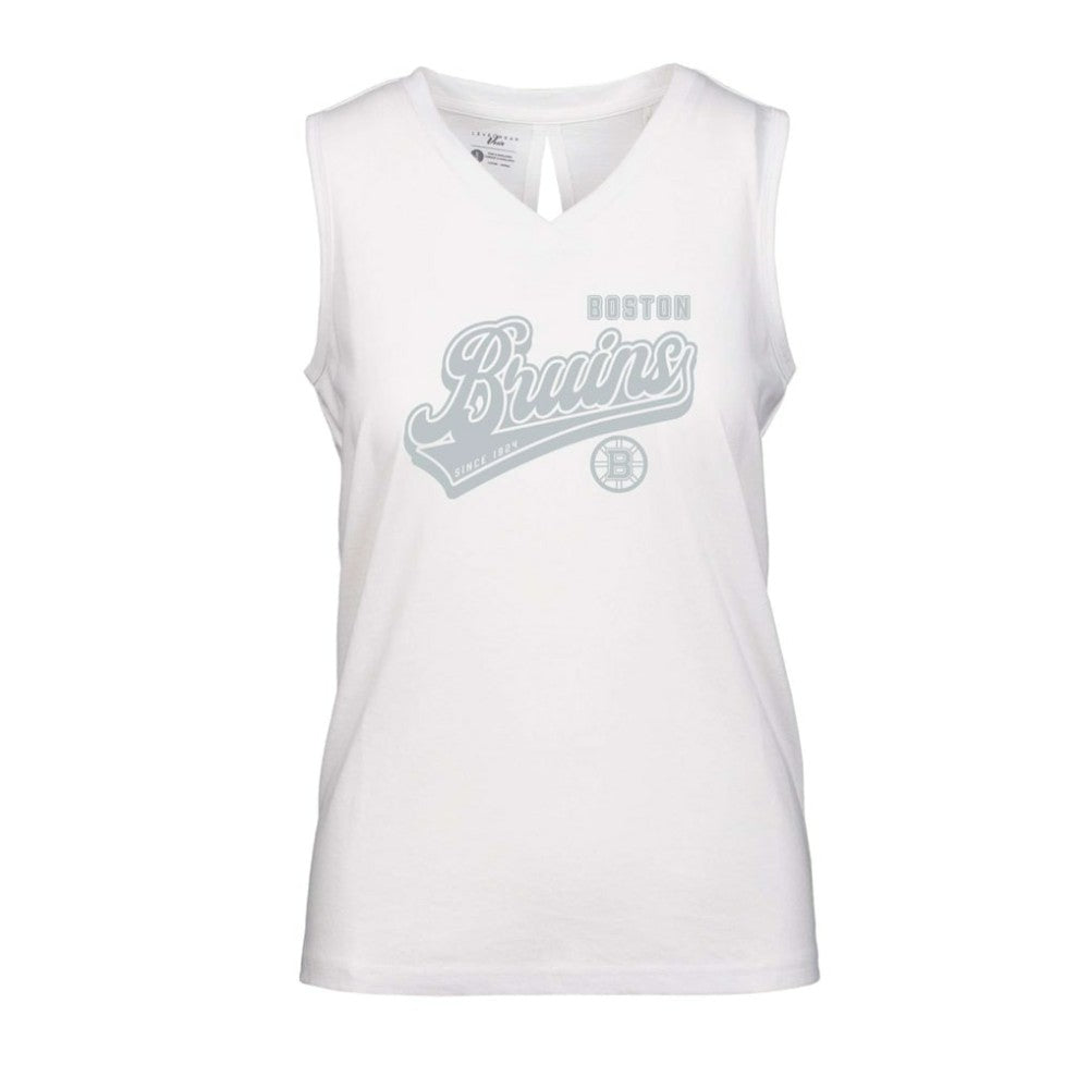 NHL White Boston Bruins Levelwear Women's Paisley Sweep V-Neck Tank Top