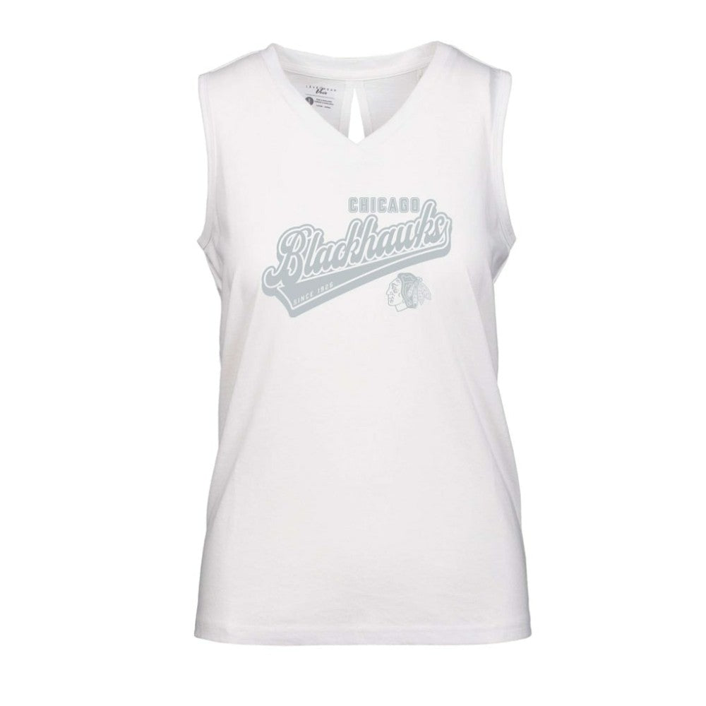 NHL White Chicago Blackhawks Levelwear Women's Paisley Sweep V-Neck Tank Top
