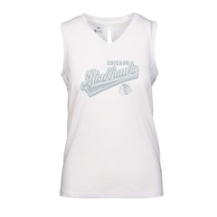 NHL White Chicago Blackhawks Levelwear Women's Paisley Sweep V-Neck Tank Top