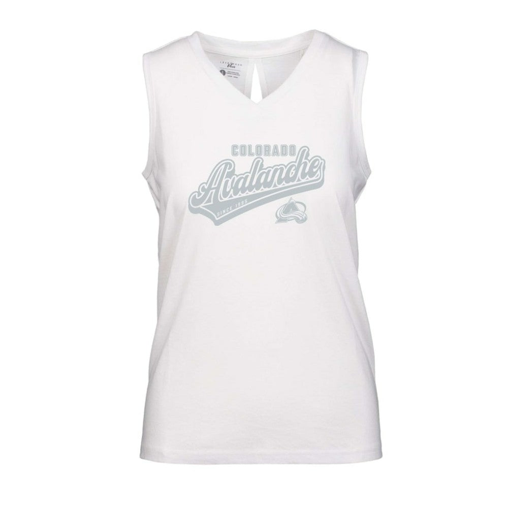 NHL White Colorado Avalanche Levelwear Women's Paisley Sweep V-Neck Tank Top