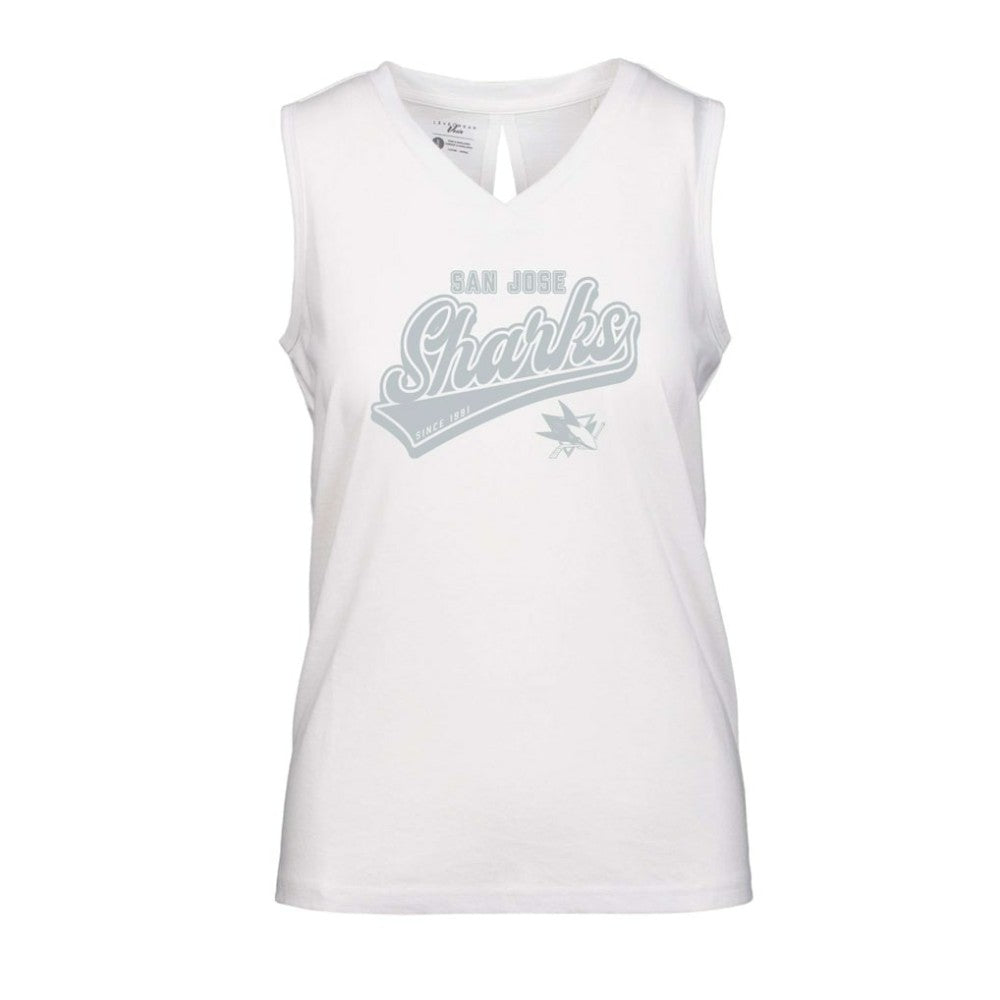 NHL White San Jose Sharks Levelwear Women's Paisley Sweep V-Neck Tank Top