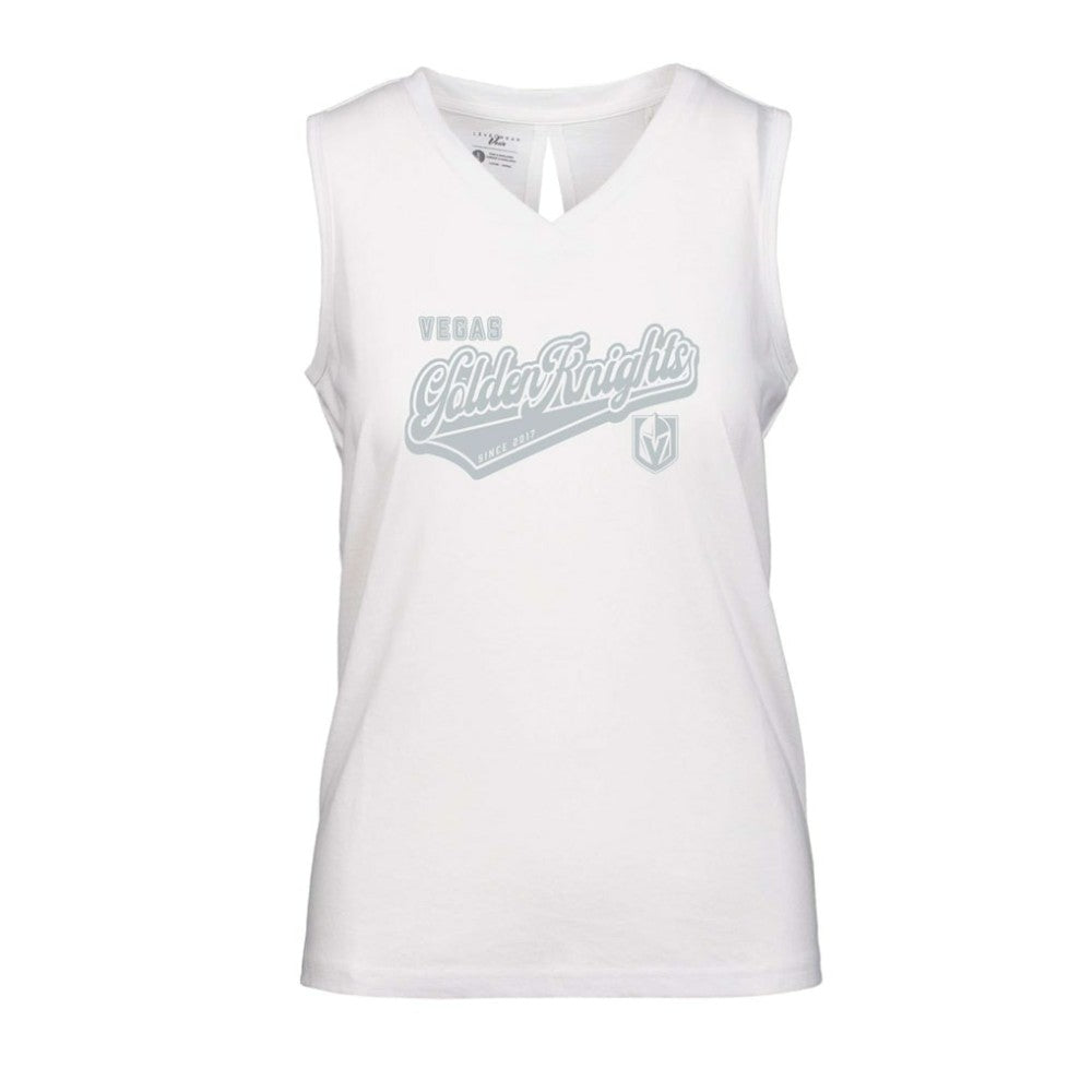 NHL White Vegas Golden Knights Levelwear Women's Paisley Sweep V-Neck Tank Top