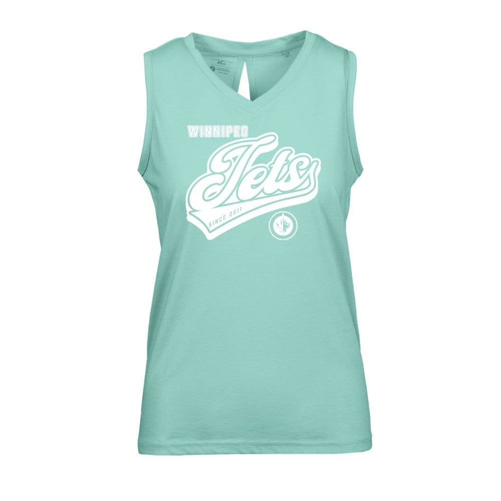 NHL Mint Winnipeg Jets Levelwear Women's Paisley Sweep V-Neck Tank Top