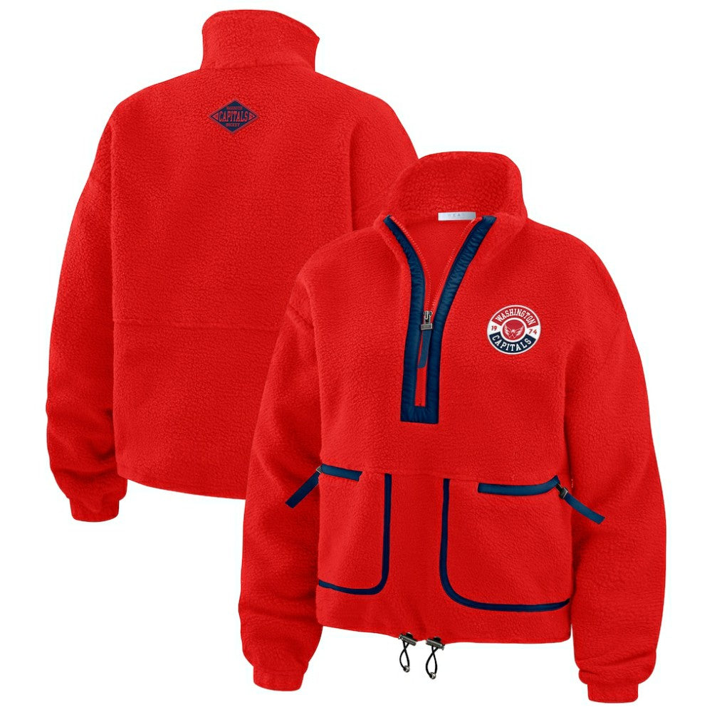 NHL Red Washington Capitals WEAR by Erin Andrews Women's Polar Fleece Half-Zip Jacket