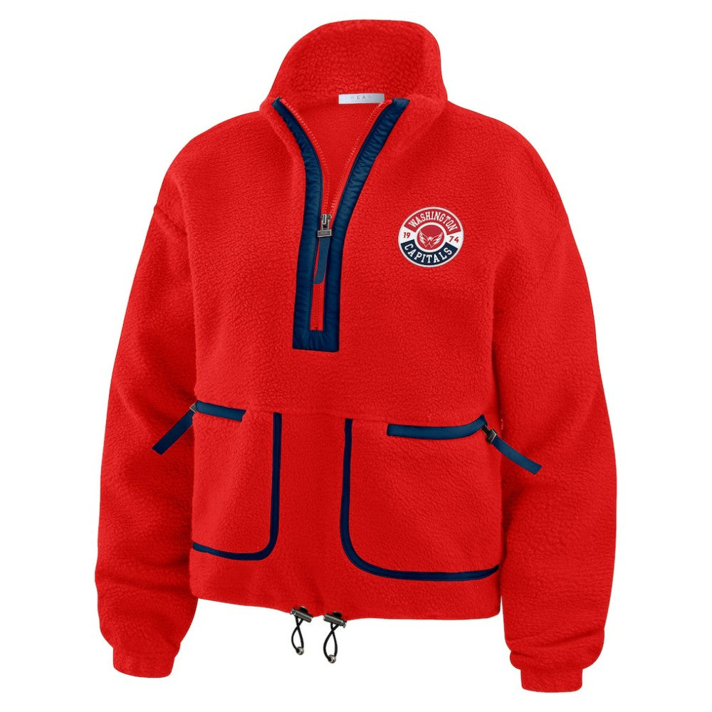 NHL Red Washington Capitals WEAR by Erin Andrews Women's Polar Fleece Half-Zip Jacket