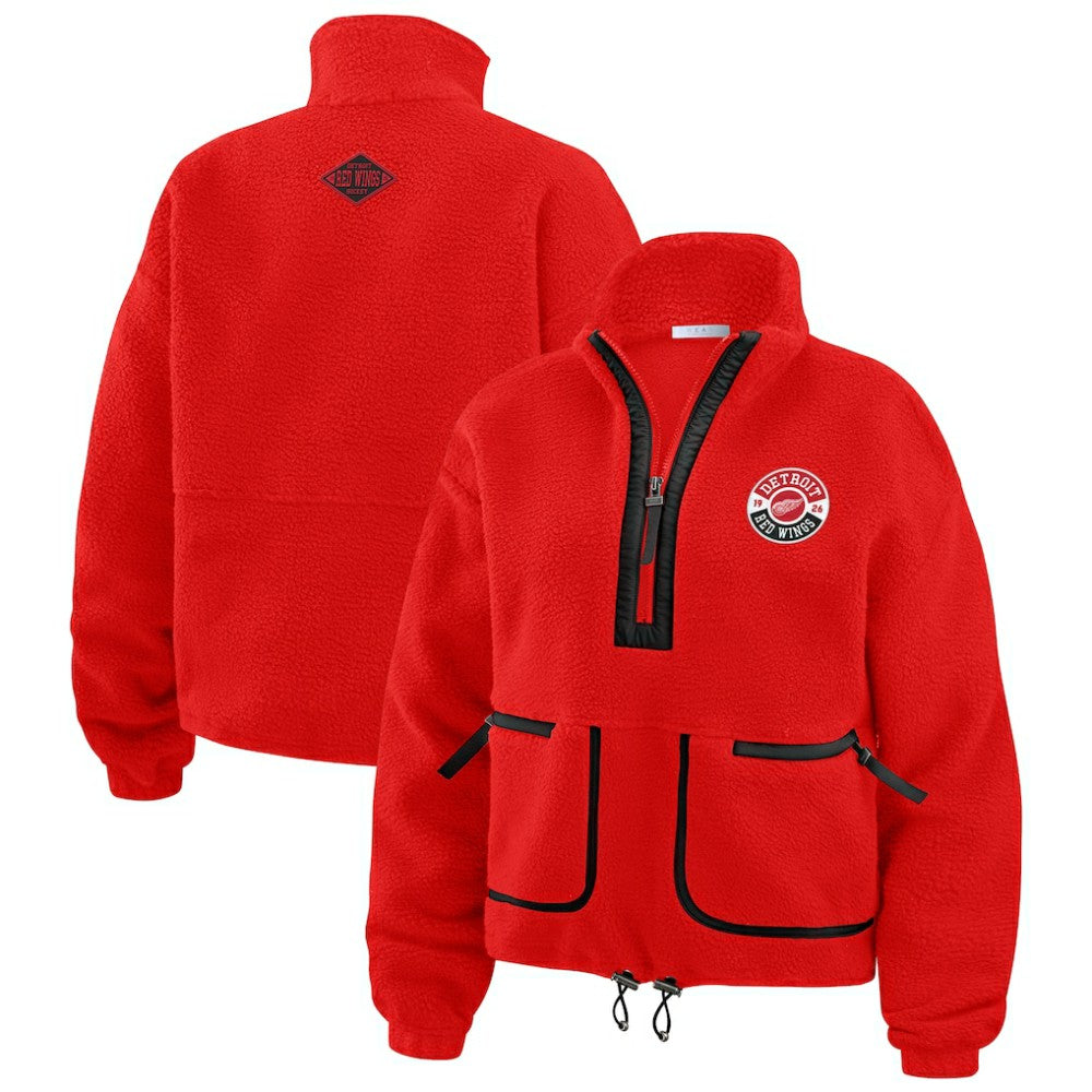 NHL Red Detroit Red Wings WEAR by Erin Andrews Women's Polar Fleece Half-Zip Jacket