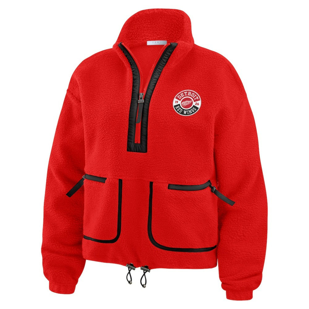 NHL Red Detroit Red Wings WEAR by Erin Andrews Women's Polar Fleece Half-Zip Jacket