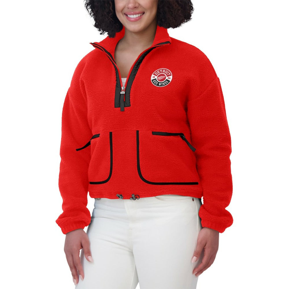 NHL Red Detroit Red Wings WEAR by Erin Andrews Women's Polar Fleece Half-Zip Jacket