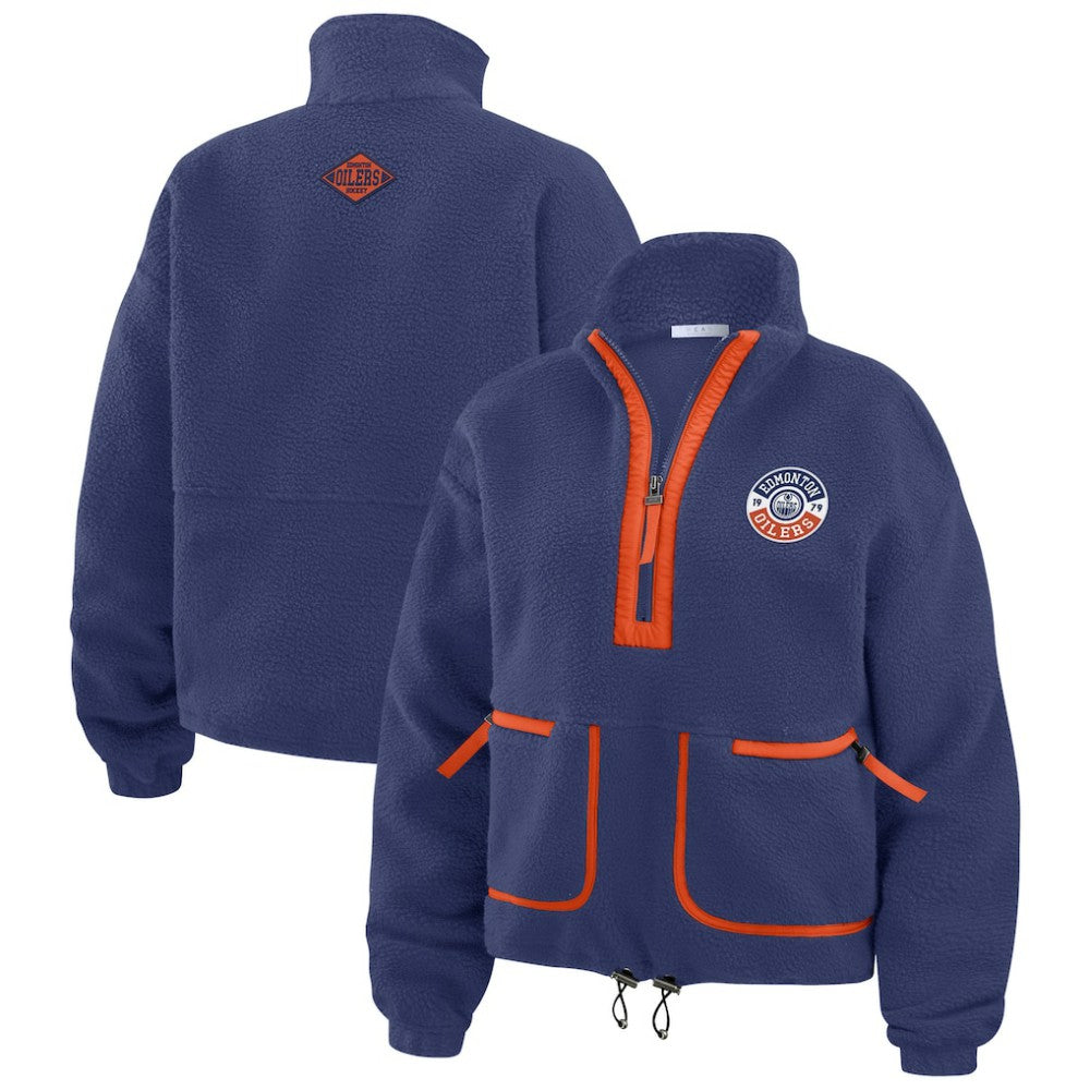 NHL Royal Edmonton Oilers WEAR by Erin Andrews Women's Polar Fleece Half-Zip Jacket