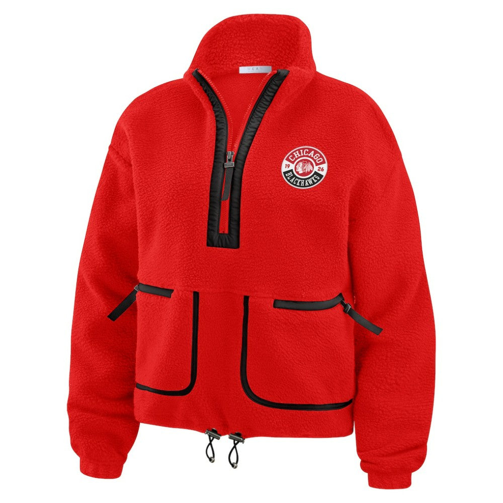 NHL Red Chicago Blackhawks WEAR by Erin Andrews Women's Polar Fleece Half-Zip Jacket