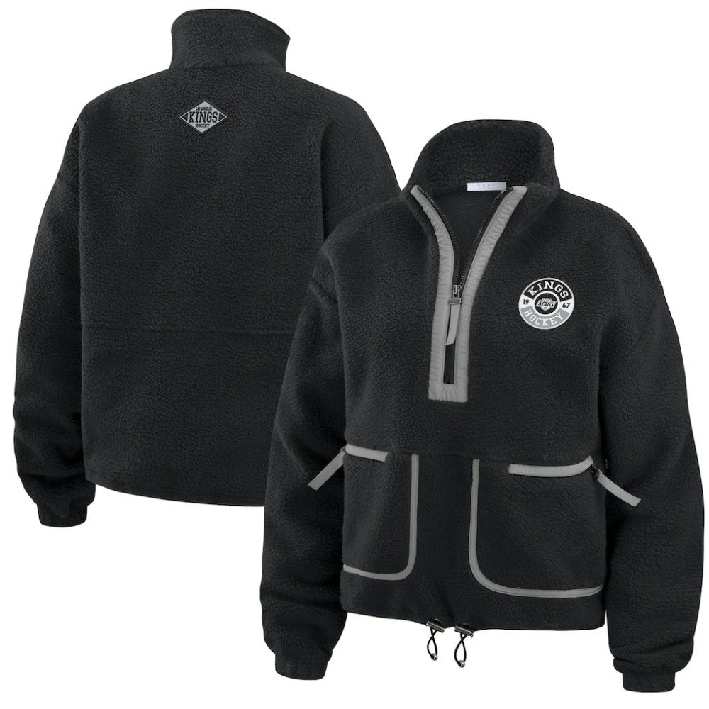 NHL Black Los Angeles Kings WEAR by Erin Andrews Women's Polar Fleece Half-Zip Jacket