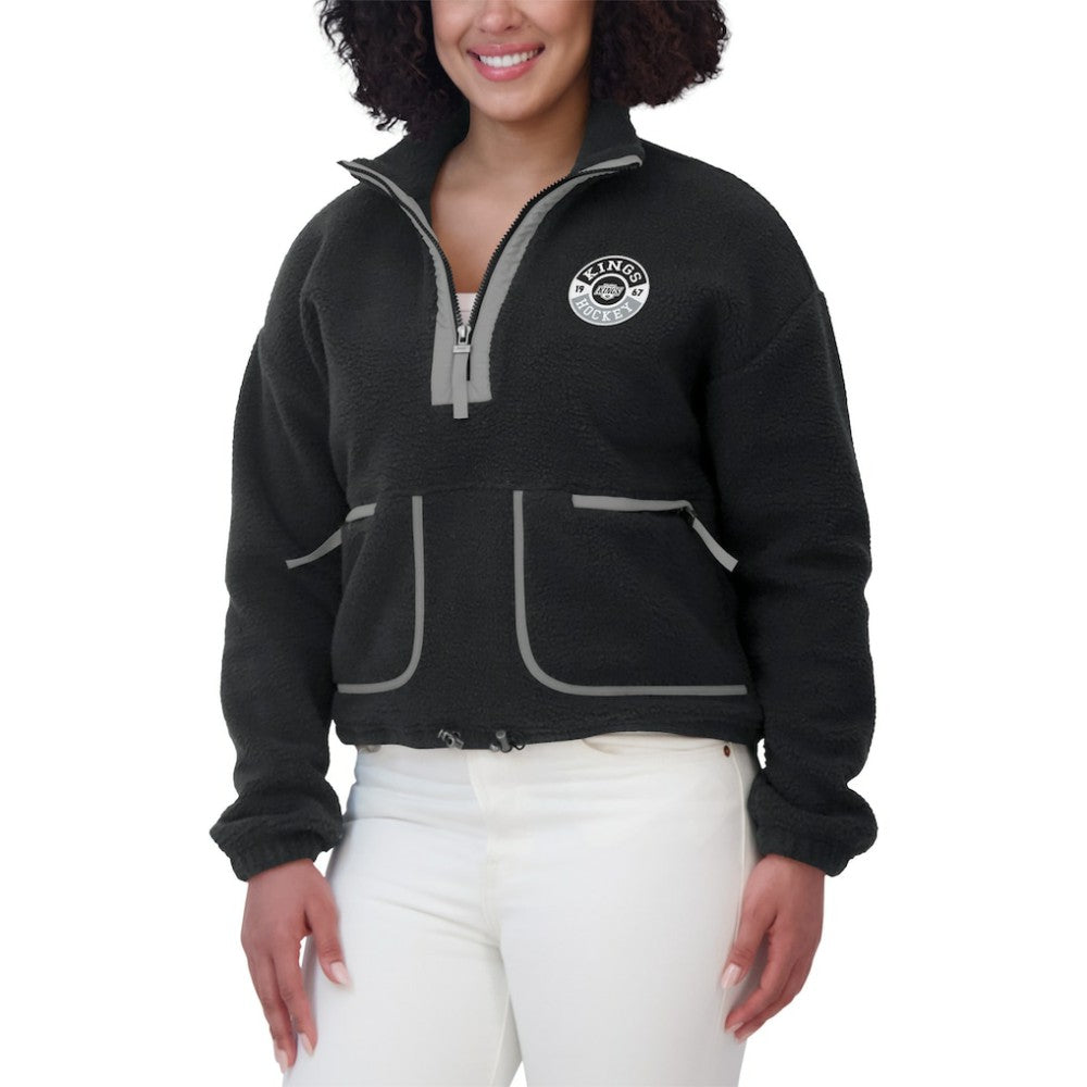 NHL Black Los Angeles Kings WEAR by Erin Andrews Women's Polar Fleece Half-Zip Jacket