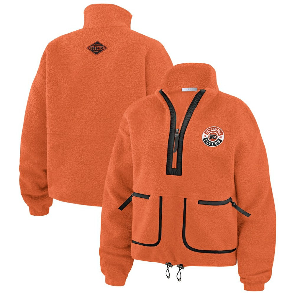 NHL Orange Philadelphia Flyers WEAR by Erin Andrews Women's Polar Fleece Half-Zip Jacket
